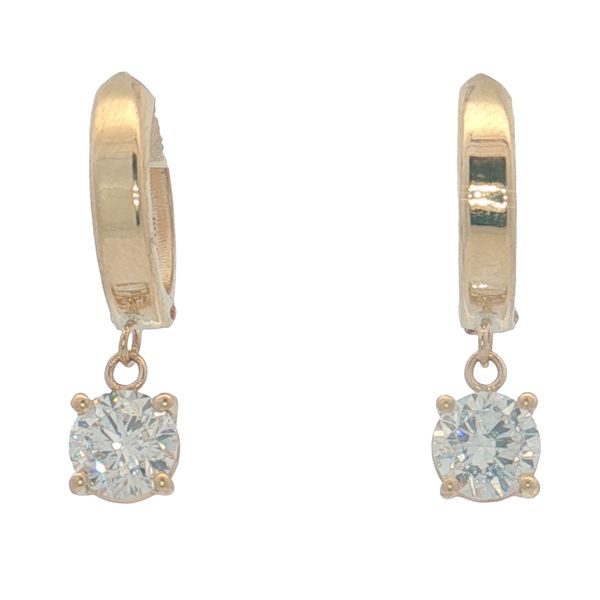 14 Karat Yellow Gold Lab Grown Diamond Hanging Solitaire Earrings Trinity Jewelers  Pittsburgh, PA