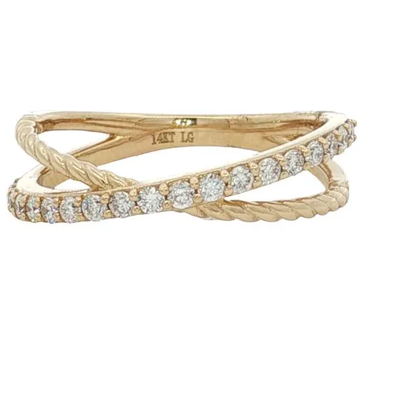 14 Karat Yellow Gold Lab Grown Round Diamond Criss-Cross Ring Trinity Jewelers  Pittsburgh, PA