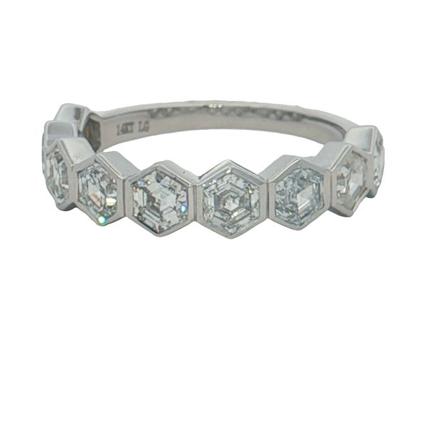14 Karat White Gold 9 Stone Lab Grown Hexagon Diamond Band Trinity Jewelers  Pittsburgh, PA