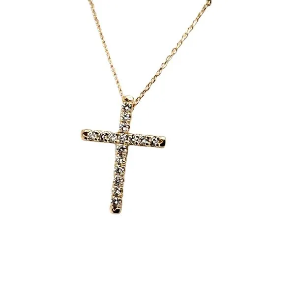 14 Karat Yellow Gold Lab Grown Diamond Cross Pendant Trinity Jewelers  Pittsburgh, PA