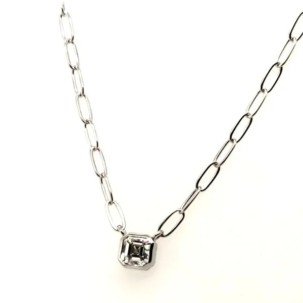 14 Karat White Gold Lab Grown Asscher Diamond Bezel Necklace Trinity Jewelers  Pittsburgh, PA
