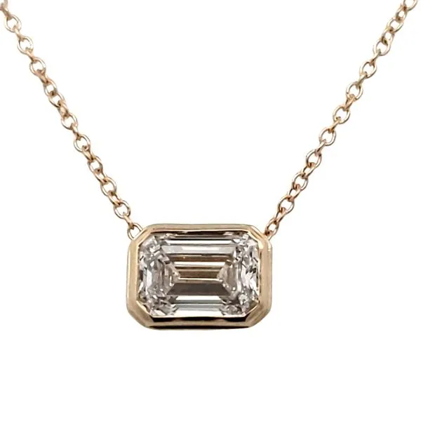 14 Karat Yellow Gold Lab Grown Emerald Cut Diamond Bezel Necklace Trinity Jewelers  Pittsburgh, PA