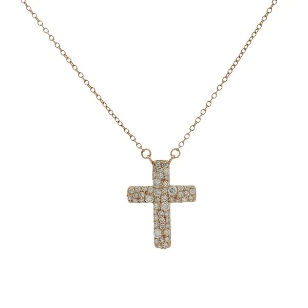 14 Karat Yellow Gold Lab Grown Diamond Cross Necklace Trinity Jewelers  Pittsburgh, PA