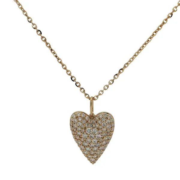 14 Karat Yellow Gold Lab Grown Diamond Pave` Domed Heart Pendant Trinity Jewelers  Pittsburgh, PA