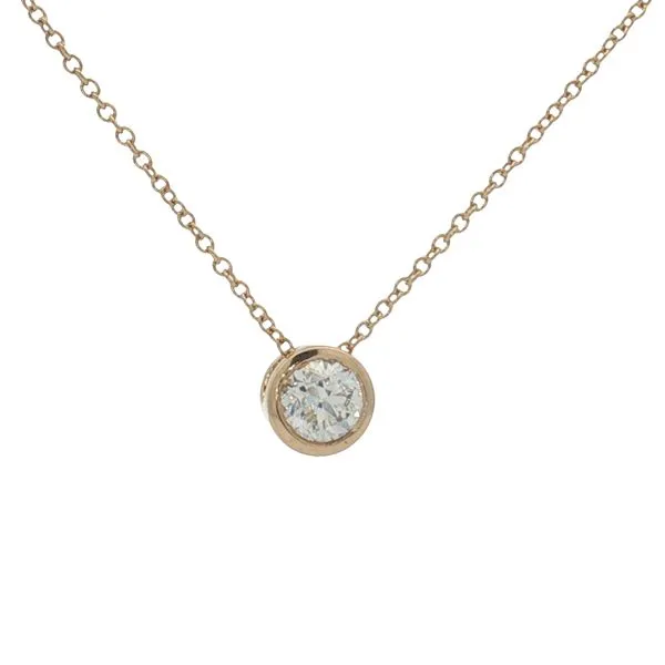 14 Karat Yellow Gold 1/2 carat Lab Grown Round Diamond Bezel Necklace Trinity Jewelers  Pittsburgh, PA