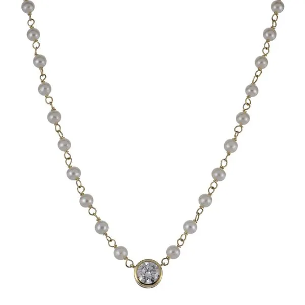 14 Karat Yellow Gold Freshwater Pearl & Lab Grown Diamond Necklace Trinity Jewelers  Pittsburgh, PA