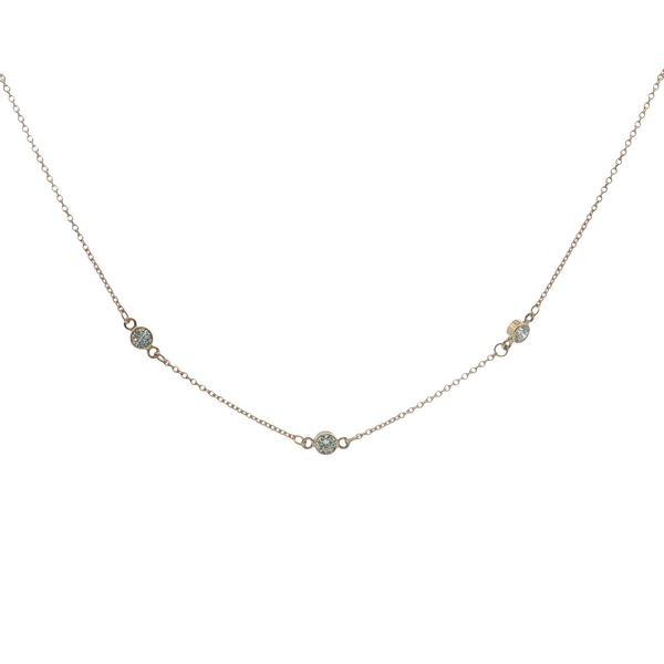 14 Karat Yellow Gold 3 Stone Bezel Lab Grown Diamond Necklace Trinity Jewelers  Pittsburgh, PA