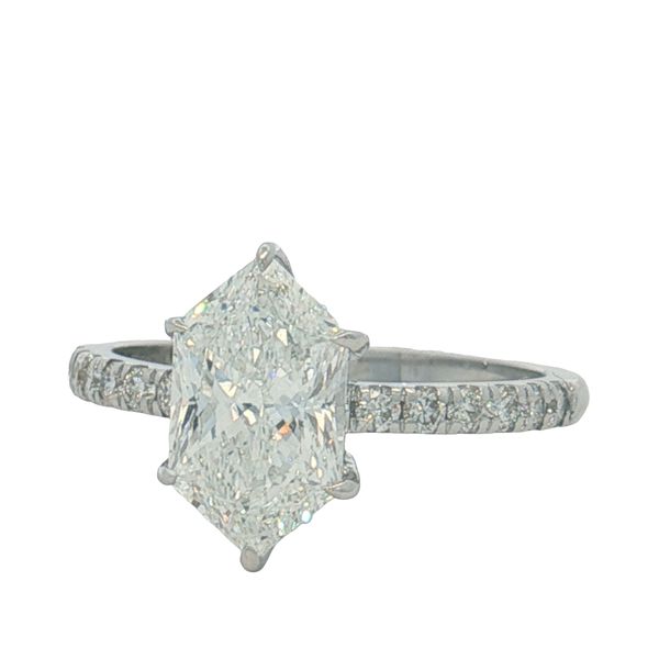 14 Karat White Gold Hexagon Lab Grown Diamond Engagement Ring Trinity Jewelers  Pittsburgh, PA