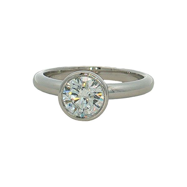 14 Karat White Gold Bezel Set Lab Grown Round Diamond Engagement Ring Trinity Jewelers  Pittsburgh, PA