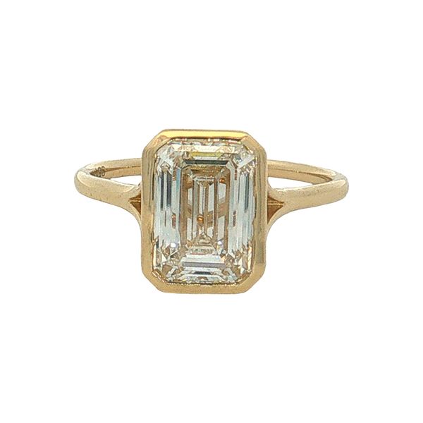 14 Karat Yellow Gold Lab Grown Emerald Cut Bezel Set Engagement Ring Trinity Jewelers  Pittsburgh, PA
