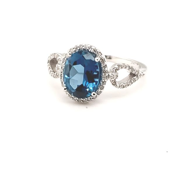 14 Karat White Gold Blue Topaz & Diamond Ring Trinity Jewelers  Pittsburgh, PA