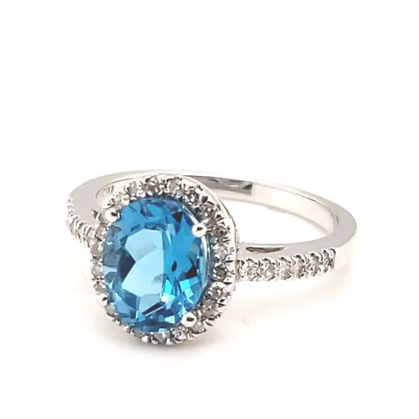 14 Karat White Gold Blue Topaz & Diamond Ring Trinity Jewelers  Pittsburgh, PA