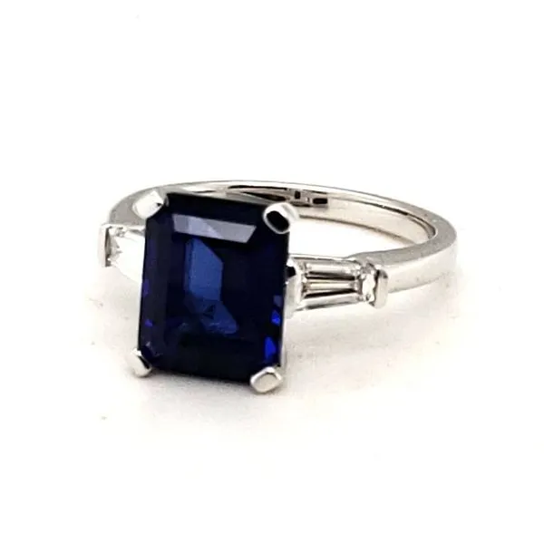 14 Karat White Gold Lab Grown Sapphire & Baguette Ring Trinity Jewelers  Pittsburgh, PA