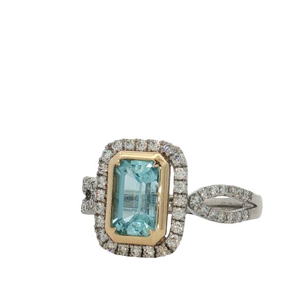 14 Karat White & Yellow Gold Aquamarine & Diamond Fashion Ring Trinity Jewelers  Pittsburgh, PA