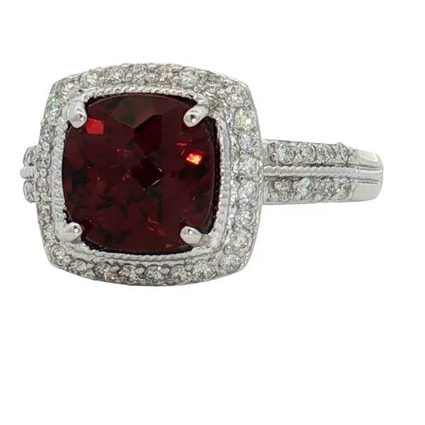 14 Karat White Gold Garnet & Diamond Ring Trinity Jewelers  Pittsburgh, PA