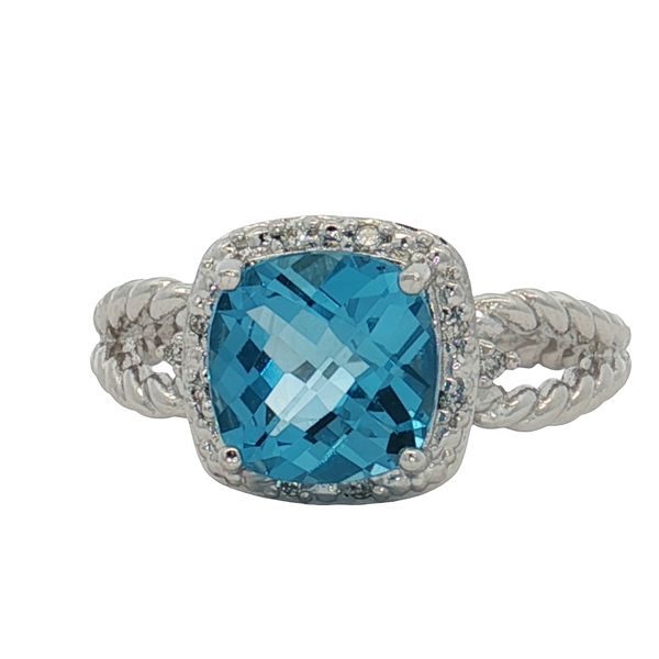 14 Karat White Gold Blue Topaz & Diamond Ring Trinity Jewelers  Pittsburgh, PA