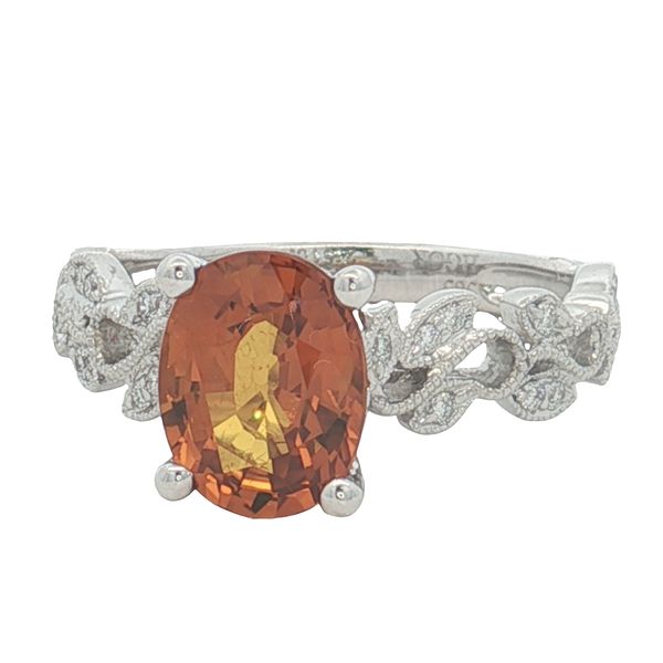 14 Karat White Gold Orange Sapphire & Diamond Ring Trinity Jewelers  Pittsburgh, PA