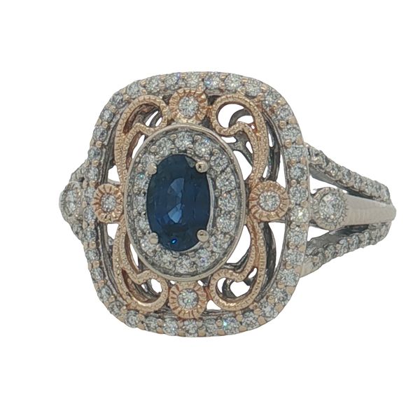 14 Karat White & Yellow Gold Filigree Sapphire & Diamond Ring Trinity Jewelers  Pittsburgh, PA