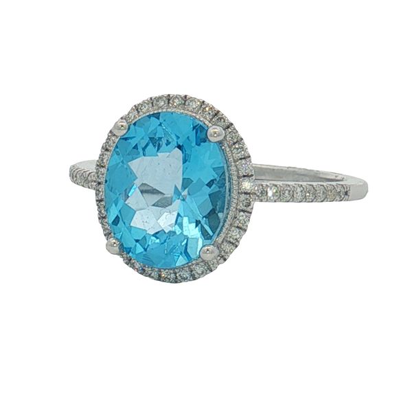 14 Karat White Gold Blue Topaz & Diamond Ring Trinity Jewelers  Pittsburgh, PA