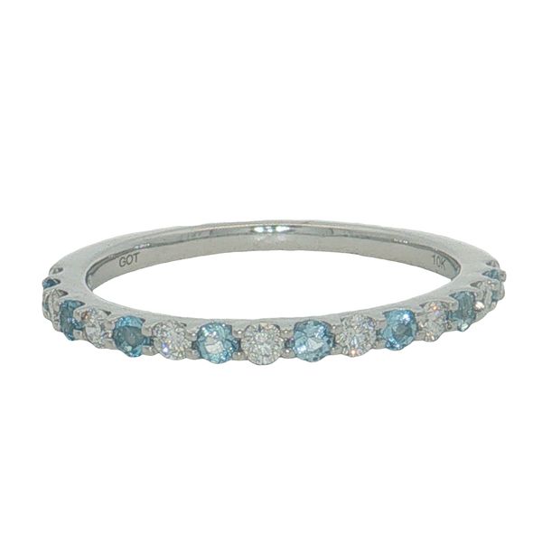 10 Karat White Gold Aquamarine & Diamond Stackable Ring Trinity Jewelers  Pittsburgh, PA