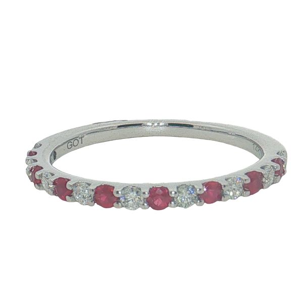 14 Karat White Gold Diamond & Ruby Stackable Ring Trinity Jewelers  Pittsburgh, PA