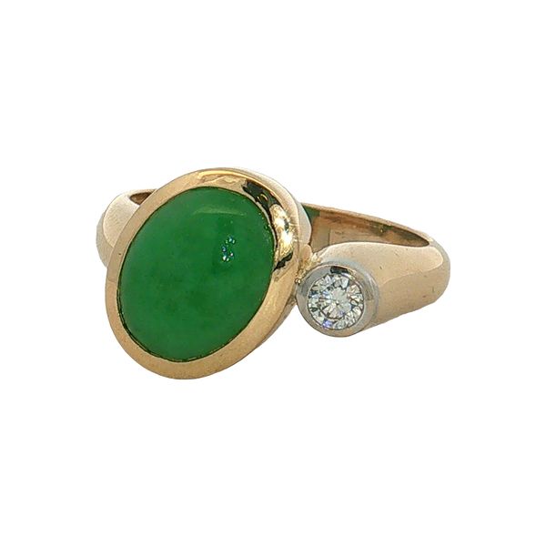 14 Karat Yellow Gold Jade & Diamond Ring Trinity Jewelers  Pittsburgh, PA