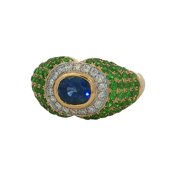 14 Karat Yellow Gold Sapphire, Tsavorite & Diamond Ring Trinity Jewelers  Pittsburgh, PA