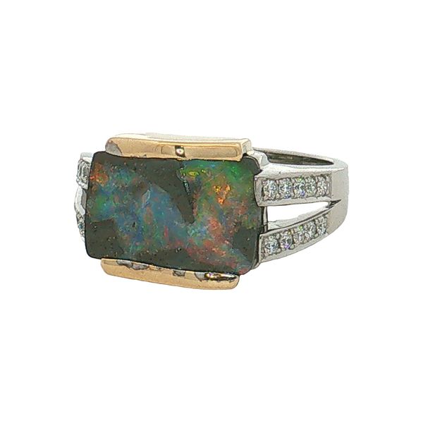 14 Karat White & Yellow Gold Boulder Opal & Diamond Ring Trinity Jewelers  Pittsburgh, PA