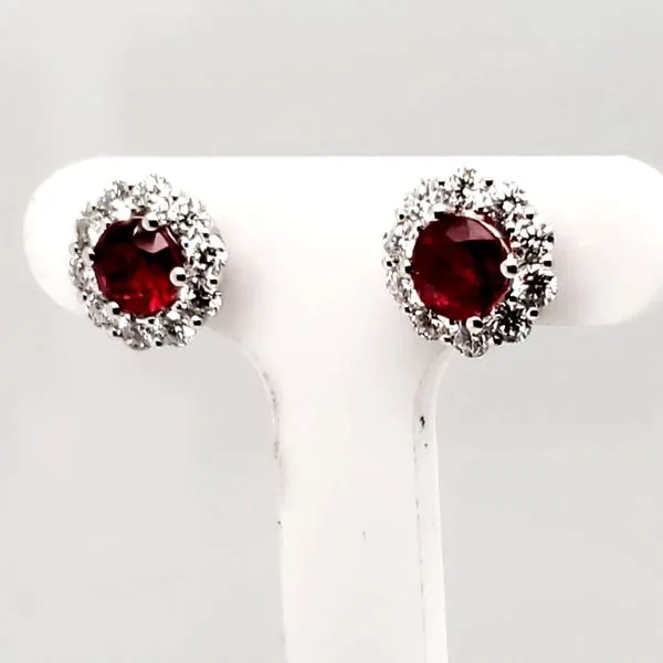 18 Karat White Gold Ruby & Diamond Earring Trinity Jewelers  Pittsburgh, PA
