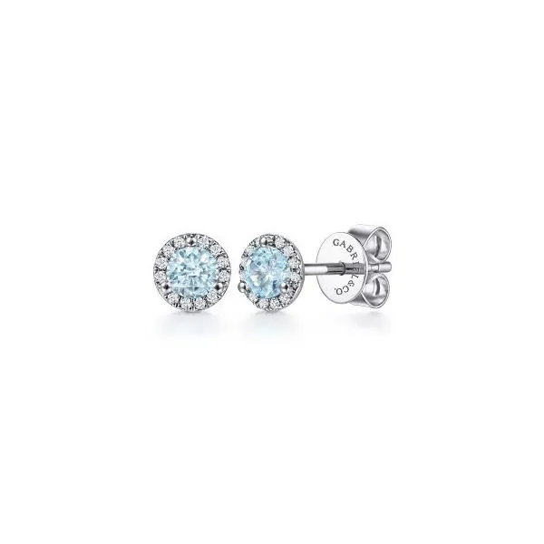 14 Karat White Gold Aquamarine & Diamond Earrings Trinity Jewelers  Pittsburgh, PA