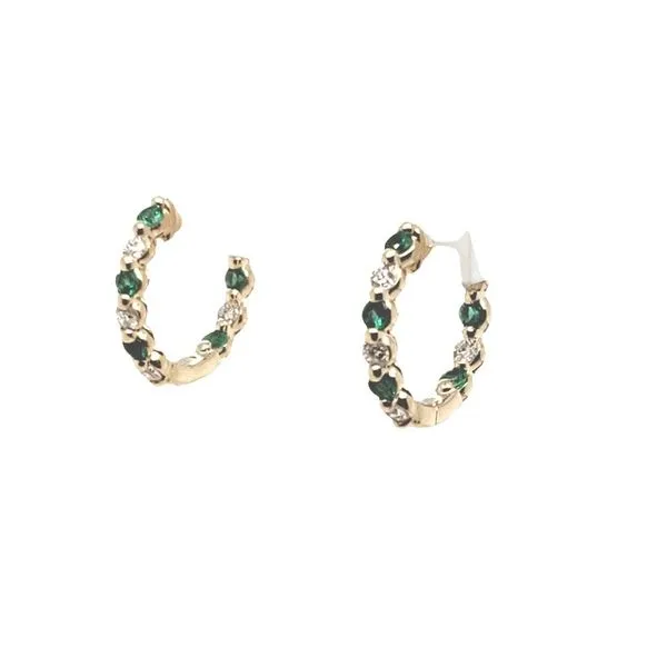 14 Karat Yellow Gold Emerald & Diamond Earrings Trinity Jewelers  Pittsburgh, PA