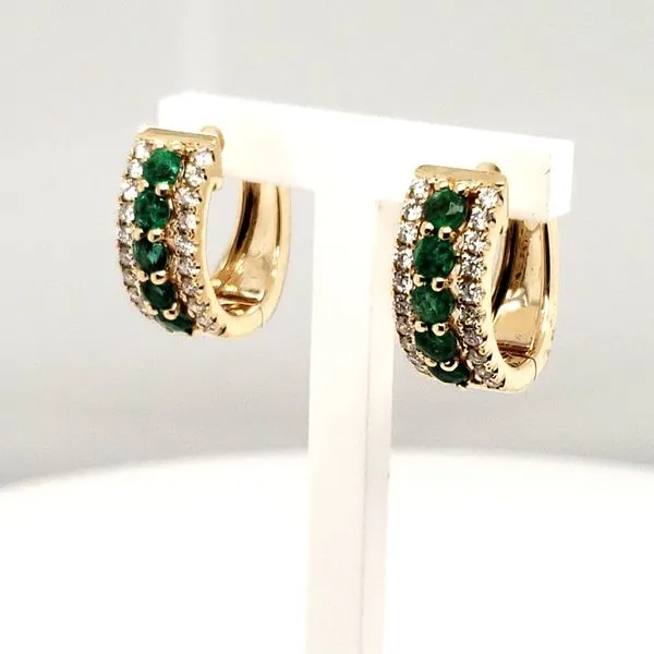 14 Karat Yellow Gold Emerald & Diamond Earrings Trinity Jewelers  Pittsburgh, PA
