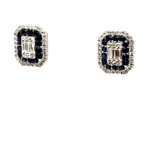 14 Karat White Gold Diamond & Sapphire Earrings Trinity Jewelers  Pittsburgh, PA
