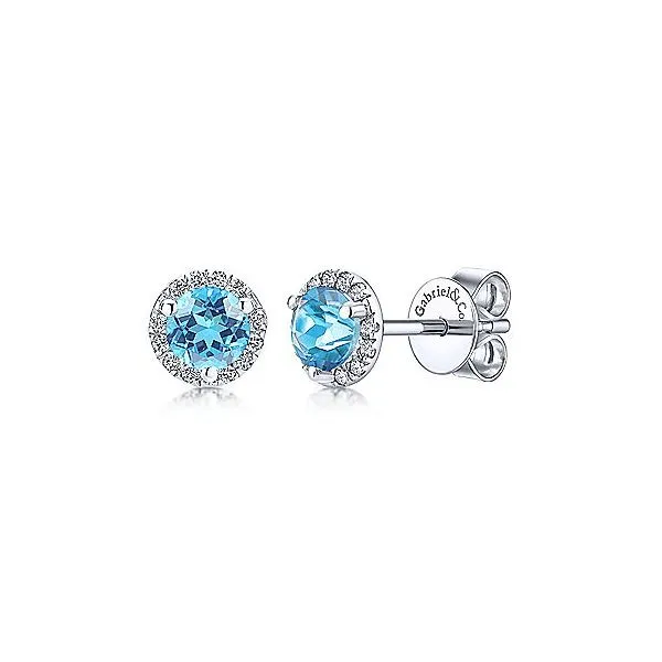 14 Karat White Gold Blue Topaz & Diamond Earring Trinity Jewelers  Pittsburgh, PA