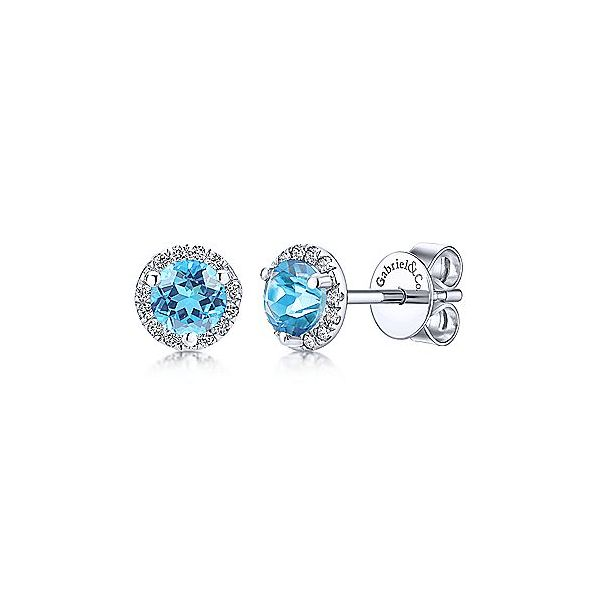 14 Karat White Gold Blue Topaz & Diamond Earring Trinity Jewelers  Pittsburgh, PA