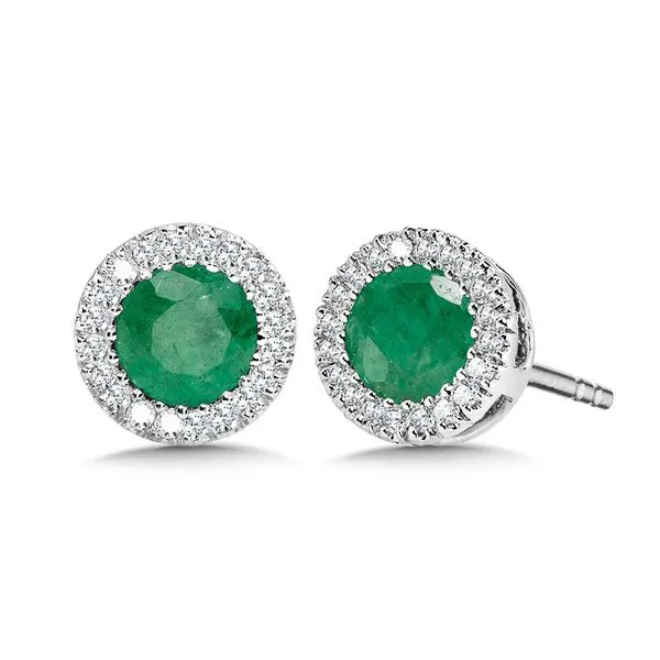 14 Karat White Gold Emerald & Diamond Earrings Trinity Jewelers  Pittsburgh, PA