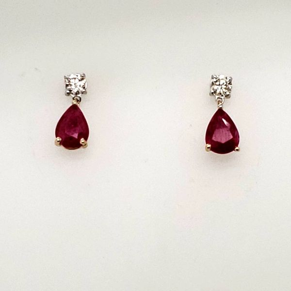 14 Karat Yellow & White Gold Ruby & Diamond Earrings Trinity Jewelers  Pittsburgh, PA