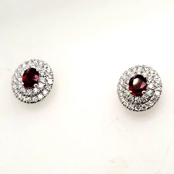 18 Karat White Gold Ruby & Diamond Earrings Trinity Jewelers  Pittsburgh, PA