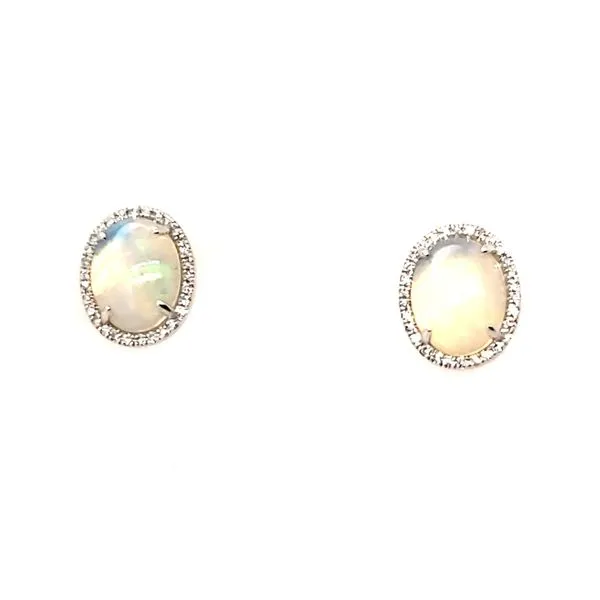 14 Karat White Gold Opal & Diamond Earrings Trinity Jewelers  Pittsburgh, PA