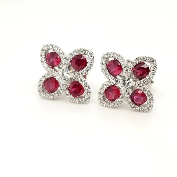 18 Karat White Gold Ruby & Diamond Earrings Trinity Jewelers  Pittsburgh, PA