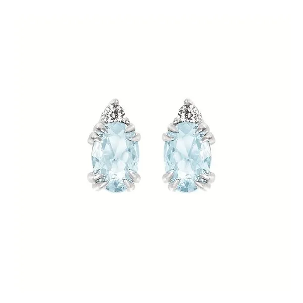 10 Karat White Gold Diamond & Created Aquamarine Earrings Trinity Jewelers  Pittsburgh, PA