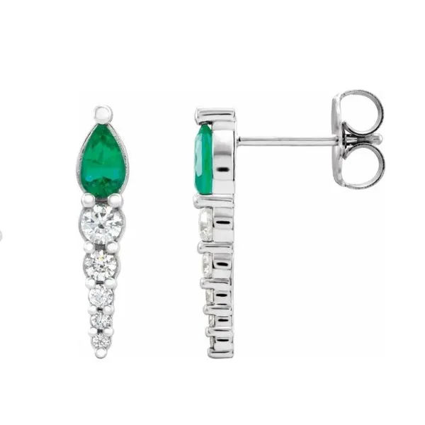 14 Karat White Gold Emerald & Diamond Earrings Trinity Jewelers  Pittsburgh, PA