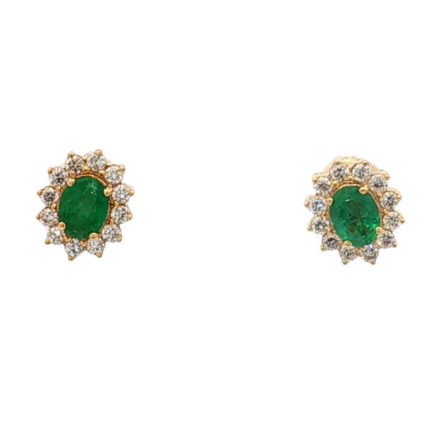 14 Karat Yellow Gold Emerald & Diamond Earrings Trinity Jewelers  Pittsburgh, PA