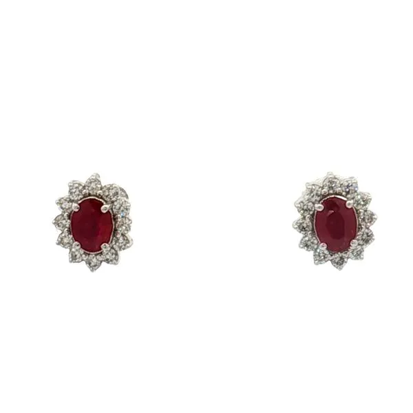 14 Karat White Gold Ruby & Diamond Earrings Trinity Jewelers  Pittsburgh, PA