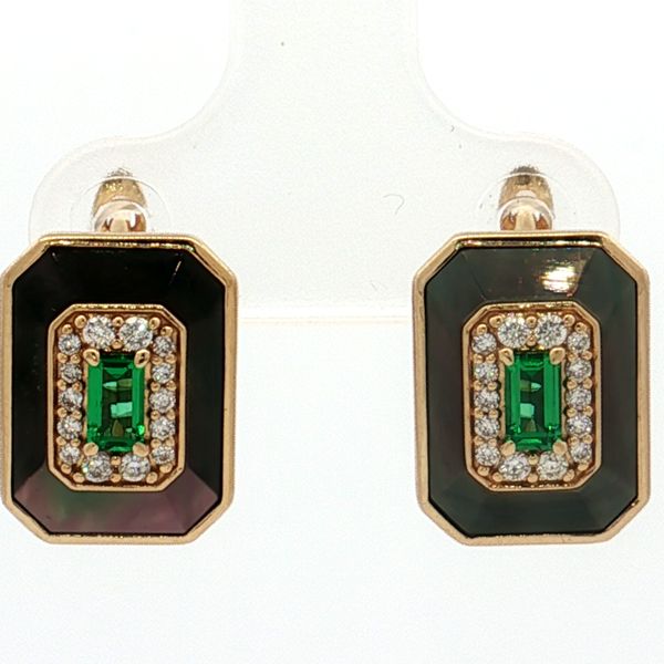 14 Karat Yellow Gold Lab Grown Emerald & Diamond Earrings Trinity Jewelers  Pittsburgh, PA