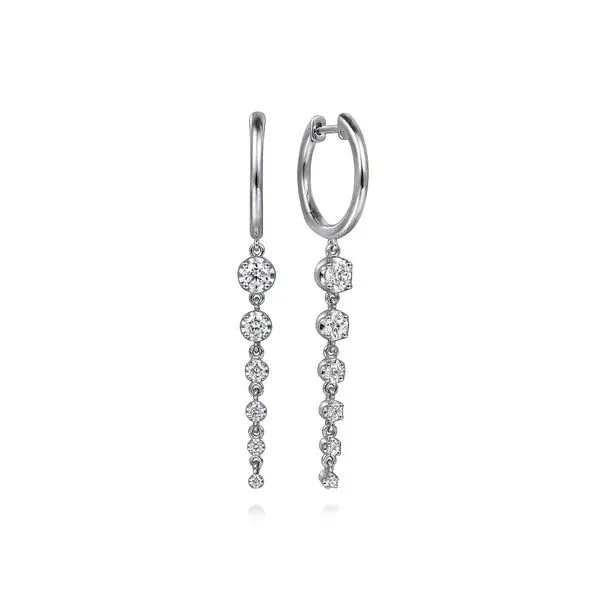 14 Karat White Gold Diamond Dangle Earrings Trinity Jewelers  Pittsburgh, PA