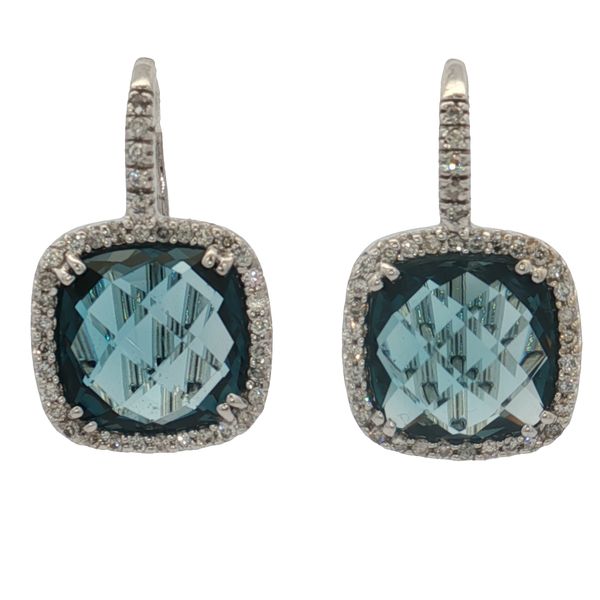 14 Karat White Gold Londpn Blue Topaz & Diamond Earrings Trinity Jewelers  Pittsburgh, PA