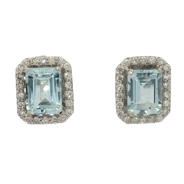 14 Karat White Gold Aquamarine & Diamond Earring Trinity Jewelers  Pittsburgh, PA