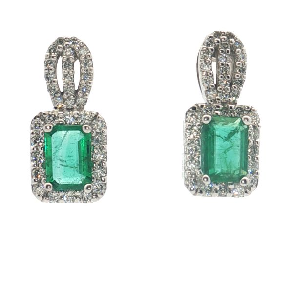 14 Karat White Gold Emerald & Diamond Earrings Trinity Jewelers  Pittsburgh, PA
