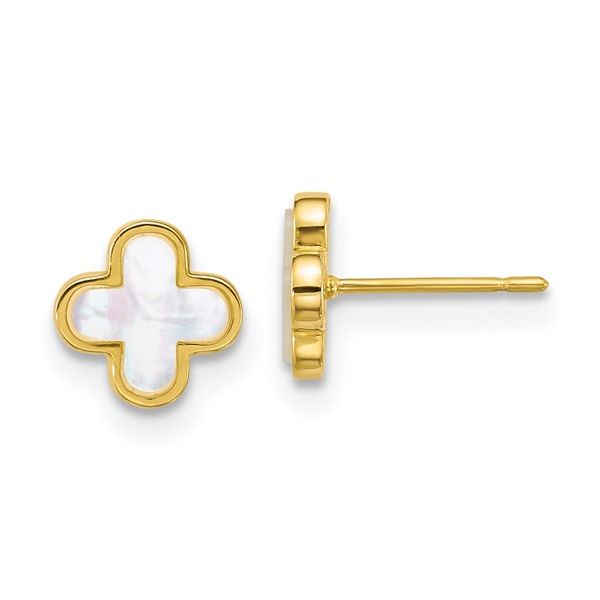 10 Karat Yellow Gold Mother of Pearl Clover Earrings Trinity Jewelers  Pittsburgh, PA